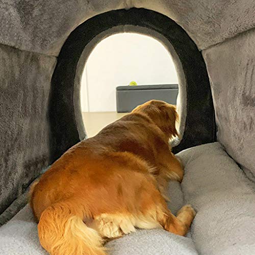 LTLJX Cama para Mascotas, Grande Perro Nido Perrito Cueva Casa Invierno Mantener Caliente Lavable Perrera Interior Estera Desmontable Perrera,B,XL92*67 * 73cm