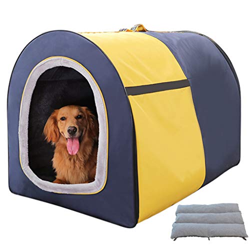 LTLJX Cama para Mascotas, Grande Perro Nido Perrito Cueva Casa Invierno Mantener Caliente Lavable Perrera Interior Estera Desmontable Perrera,B,XL92*67 * 73cm