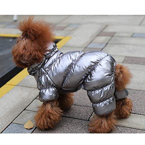 Lvguang Chaqueta Acolchada para Perros de Invierno Al Aire Libre Traje a Prueba de Viento Abrigo Cálido (Plata, M)