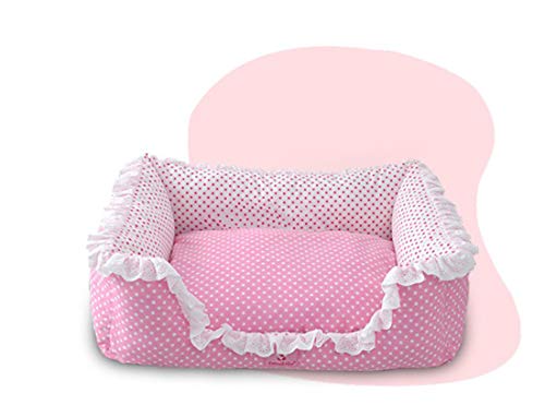 LWKBE Cama de Mascotas Linda Dormir Camas acogedoras, Durable Impermeable Cama de Perro, Transpirable Cama de Mascotas colchón ortopédico Perro sofá-algodón orgánico con Cubierta cambiante,Pink