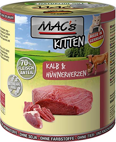 Mac's Katzenfutter getreidefrei Kitten Ternera & gallinas Corazones, 800 g