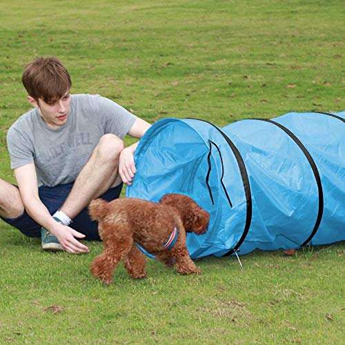 Maran Túnel de Entrenamiento para Perros Extra Grande de Agilidad para Mascotas, túnel de obediencia, Ejercicio, Pasarela al Aire Libre, portátil, túnel para Correr con piquetas, Bolsa de Transporte