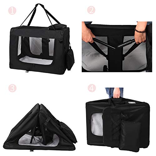 MC Star Transportin para Perros Gatos Mascotas Plegable Portátil Impermeable Tela Oxford Portador Bolsa de Transporte para Coche Viaje, XL 82 x 58cm Negro