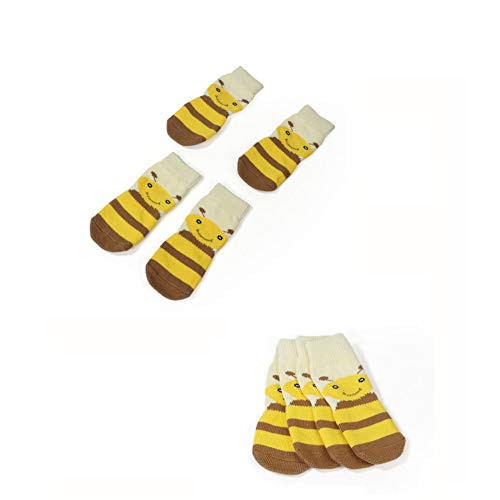 Meioro Calcetines Antideslizantes para Perros, Protectores de Pata Transpirable de Algodón con Control de Tracción para Ropa Interior Conjunto de 4 Perros Grandes y Medianos (3XL, Amarillo)