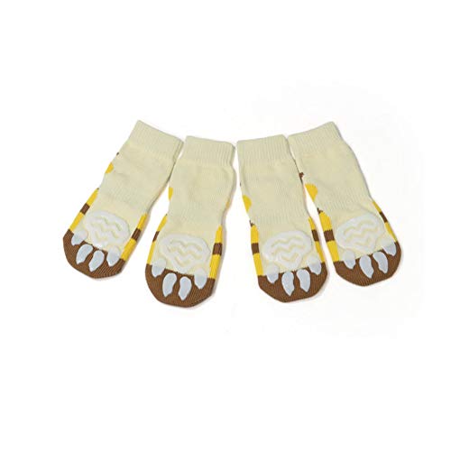 Meioro Calcetines Antideslizantes para Perros, Protectores de Pata Transpirable de Algodón con Control de Tracción para Ropa Interior Conjunto de 4 Perros Grandes y Medianos (3XL, Amarillo)