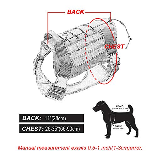 MMWW Pettorina per cani tattica Militare Grande Gilet per cani da compagnia Gilet da lavoro per cani Gilet in Nylon per cani con cordino Elastico per K9 Pastore tedesco-MH018SETBL_L