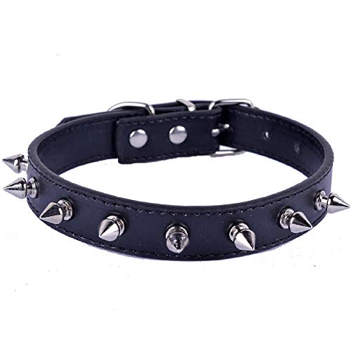 MMWW Punk Spike collare per animali in Pelle PU con Borchie cordino per guinzaglio cordino per animali domestici accessori per cani collare per cani Pitbull Pastore tedesco-Black_31x1.5cm