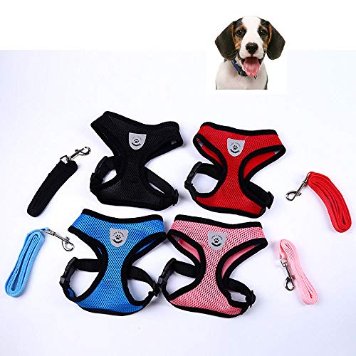 MMWW Set di imbracature e guinzagli per cani di Piccola Taglia in Mesh traspirante Puppy Cat Vest Harness Collar For Chihuahua Pug Bulldog Cat arnes Perro   # 30-Red_S