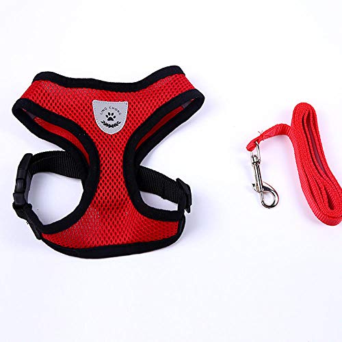 MMWW Set di imbracature e guinzagli per cani di Piccola Taglia in Mesh traspirante Puppy Cat Vest Harness Collar For Chihuahua Pug Bulldog Cat arnes Perro   # 30-Red_S