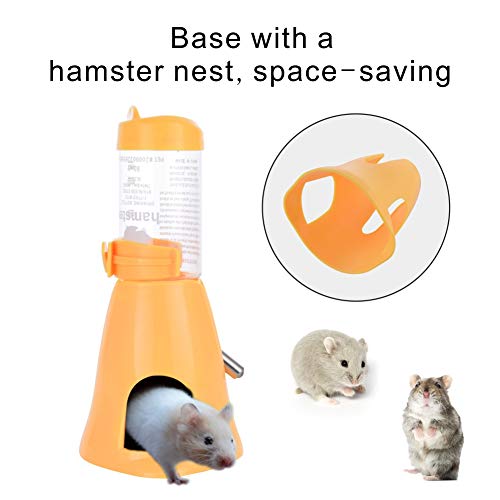 MOACC Hamster Botella de Agua Alimentador Automático Dispensador de Agua para Ratas, Cobayas, Hurones, Conejos, Pequeños Animales, 80ml, Amarillo