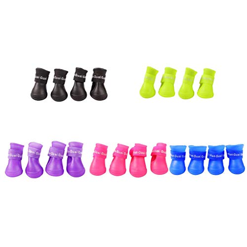 Morza 4pcs / Set Cachorro de Perro de los Zapatos de PU Impermeable para Mascotas Botas de Lluvia Antideslizante de los Zapatos Antideslizante elástica Protectora para Mascotas