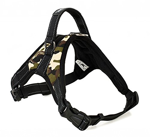 Motionjoy Nueva Suave Cómoda Acolchada Ajustable Mascota Pecho del Arnés del Chaleco para Mediano y Gran Tamaño Perro Formación o Caminar (Camo, M)