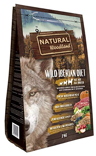 Natural Greatness Pienso Seco para Perros Receta Natural Woodland Wild Iberian Diet. Super Premium. Todas Las Razas y Edades. Sin Gluten (2 Kg)