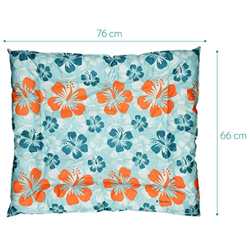 Navaris Cama refrescante de Verano para Mascotas - Colchoneta Inflable de Gel para Perros Gatos con Estampado Floral - Alfombra enfriadora 66 x 76CM