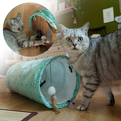 Navaris Túnel para Gatos con Juguetes - Tubo Plegable con Juegos para Hacer Ejercicio - Refugio para Gatos Conejos Cachorros y Otras Mascotas