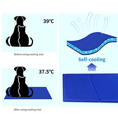 Nobleza - Alfombrilla refrescante para Mascotas Grandes. Auto refrigerante No tóxico. Ideal para para Perros, Gatos en Verano. 50 * 40 cm, Color Azul, S