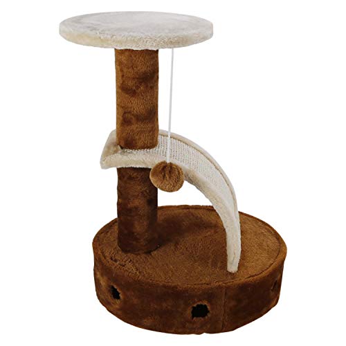 Nobleza - Árbol rascador para Gatos de Dos Plataformas con Cueva y Juguetes Colgantes. Color marrón, 50 cms