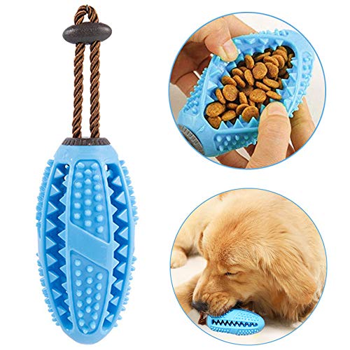 onebarleycorn – Cepillo de Dientes para Perro, Juguete para Masticar Pelota de Entrenamiento para Cachorros Cuidado Dental Limpieza de Dientes no tóxica Goma Natural Resistente a mordidas (Azul)