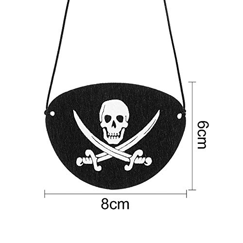 Parche de Ojo de Pirata de Fieltro Parche de Un Ojo de Capitán de Cráneo para Fiesta Temática de Pirata Halloween Navidad (12 Piezas)