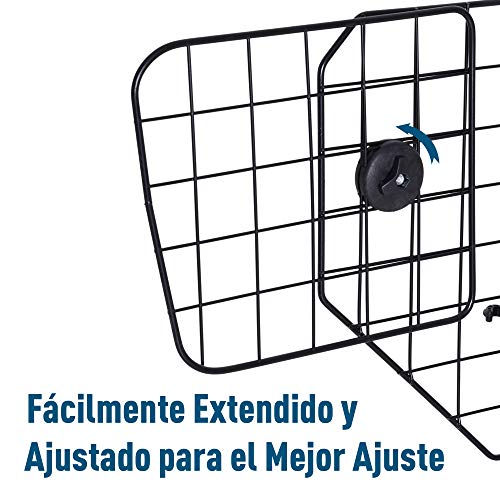 Pawhut Rejilla Separador Perro Coche Extensible Universal Reja de Seguridad Barrera para Perro y Maletas Mascota Apoyo para Cabeza 89-122x41cm Acero