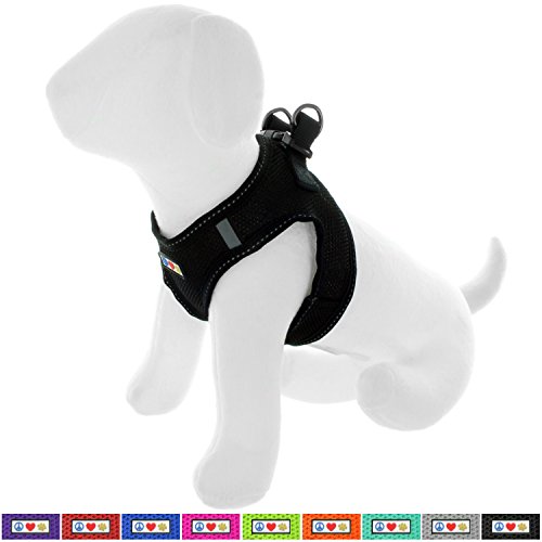 Pawtitas Arnes de Tela Antitirones Perro y Cachorros, Chaleco Acolchado para Mayor Comodidad, diseño Resistente, Ajustable y Transpirable Mediano Negro