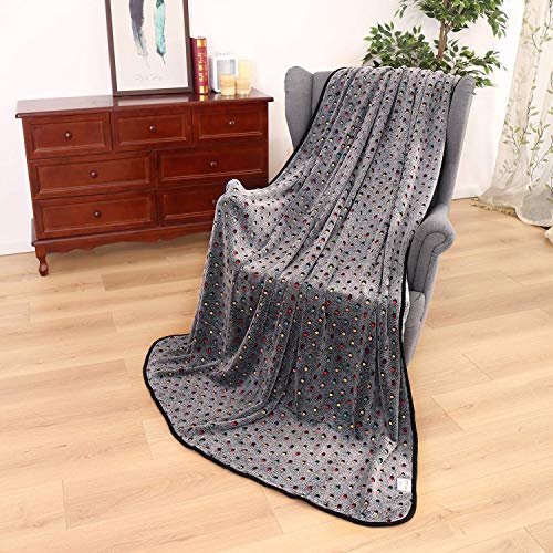 PAWZ Road Pet Dog Manta Fluffy Fleece Fabric Suave y Linda Warm Dot Print Manta Lavable para Gatos y Perros Gris Oscuro 140 * 100cm