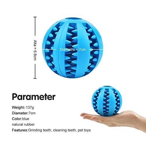 Pelota para Perros, Bolas Juguetes Interactivos para Morder Perro Gato Pelotas, Bolas de Goma Pelota Elástica Entrenamiento Perro no tóxica - 2 Unidades Rojo y Azul