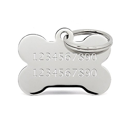 PERDIDUS Placa Identificativa para Perros y Gatos con Forma Hueso | Grabado del Nombre y Teléfono Incluido | (Plata) (38 mm)