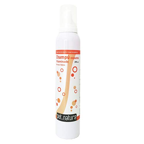 Pet Natura Champu Espuma Seca Vitaminado 200 ML. Perro y Gato