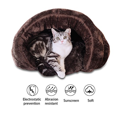 PETCUTE Camas para Perros Gatos Saco de Dormir para Perros cálido Cuevas casa para Gatos Nido de Gato caseta de Perros