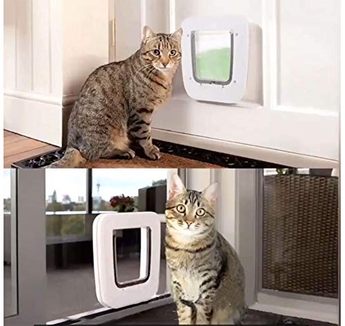 PETCUTE Puertas para Perros pequeños gateras para Gatos 4 vías de Bloqueo gateras de Mascotas Puerta de Solapa