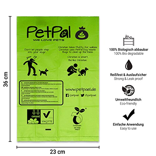 PetPäl Bolsa para excrementos de Perro | La Bolsa para excrementos de Perro Hecha de almidón de maíz - 100% Biodegradable