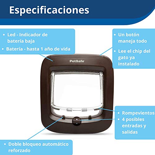 Petsafe Cat Flap Puerta para Gatos con Microchip (Marron)