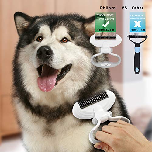 Philorn Cepillo Perro Gato Ajustable para Enredos Obstinados, [9+17 Dientes] Peine Perro Rastrillo de dos Caras, Pet Groomer Cepillo Mascotas - Reduce Eficazmente la Caida de Cabello Hasta un 95%