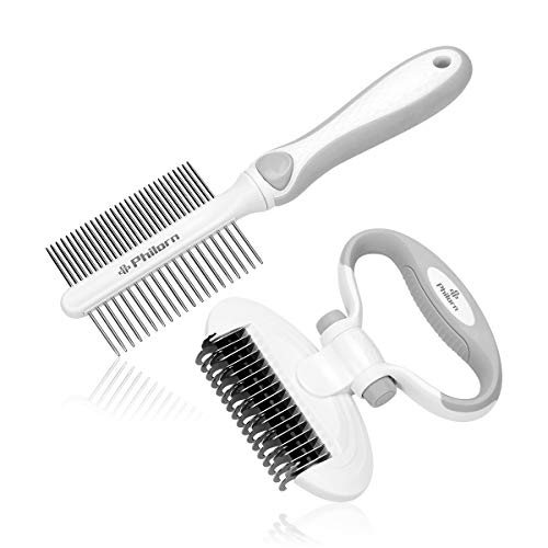 Philorn Cepillo Perro Gato Ajustable para Enredos Obstinados, [9+17 Dientes] Peine Perro Rastrillo de dos Caras, Pet Groomer Cepillo Mascotas - Reduce Eficazmente la Caida de Cabello Hasta un 95%