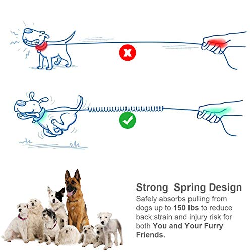 PHILORN Correa para Perros Manos Libres(47"-67") con Costuras Reflectantes, Cinturones de Cintura Ajustables(24"-47") y Correas Elásticas de Doble Manija para Correr/Caminar, Endure 150 lbs …