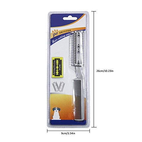 poetryer Peine para Mascotas Perros & Gato Pet Pelo Largo Cepillo Peine del Retiro del Pelo con Cuchilla para Perros Y Gatos con Cuchilla