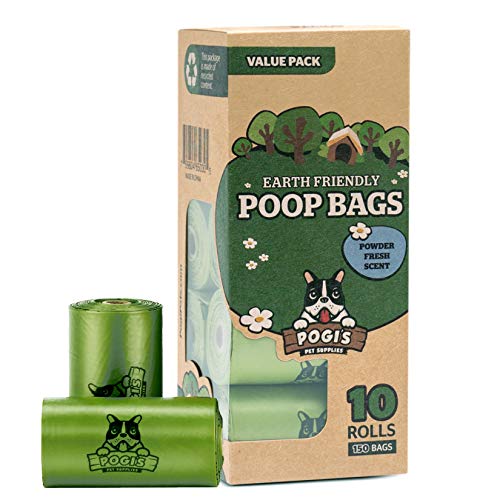 Pogi's Poop Bags - Bolsas para excremento de Perro - 10 Rollos (150 Bolsas) - Grandes, Biodegradables, Perfumadas, Herméticas