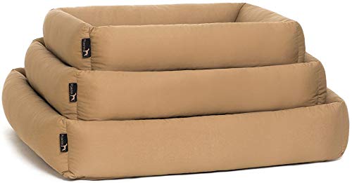 Pointer Set - Cama para Perro con Almohada, Cómodo Casa para Mascotas, Cesta Rectangular, Colchoneta para Perros pequeños, medianos y Grandes - Lavable a 95°C en Todo - tamaño (M, Beige)