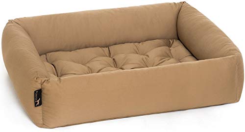 Pointer Set - Cama para Perro con Almohada, Cómodo Casa para Mascotas, Cesta Rectangular, Colchoneta para Perros pequeños, medianos y Grandes - Lavable a 95°C en Todo - tamaño (M, Beige)