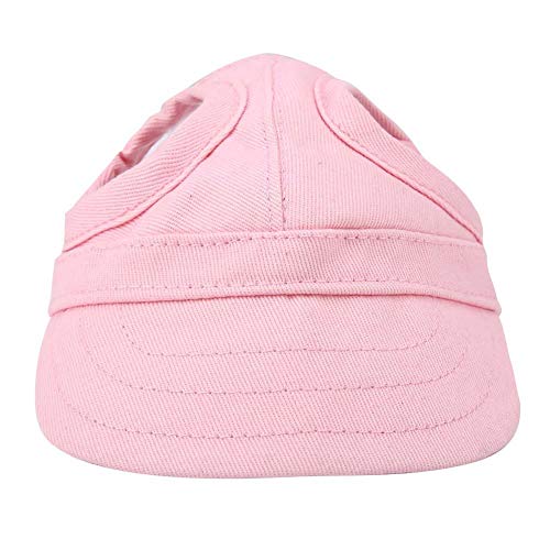 Pssopp Mascota Perro Deportes Gorra de béisbol Gorra de béisbol Mascota Gorra Exterior Sunbonnet Gorra de Sol de Moda Raya Ajustable Sombrero de Viaje de Verano con Orificios para los oídos(M-Rosado)