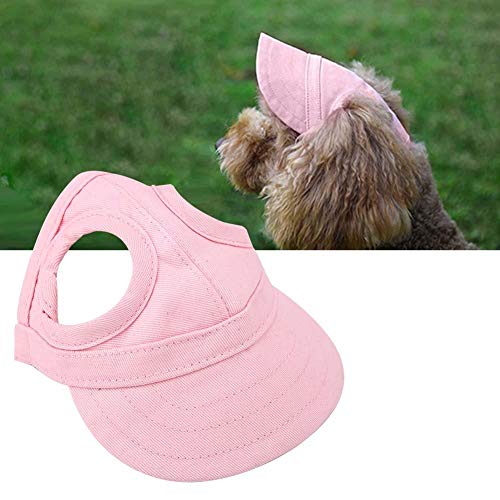 Pssopp Mascota Perro Deportes Gorra de béisbol Gorra de béisbol Mascota Gorra Exterior Sunbonnet Gorra de Sol de Moda Raya Ajustable Sombrero de Viaje de Verano con Orificios para los oídos(M-Rosado)