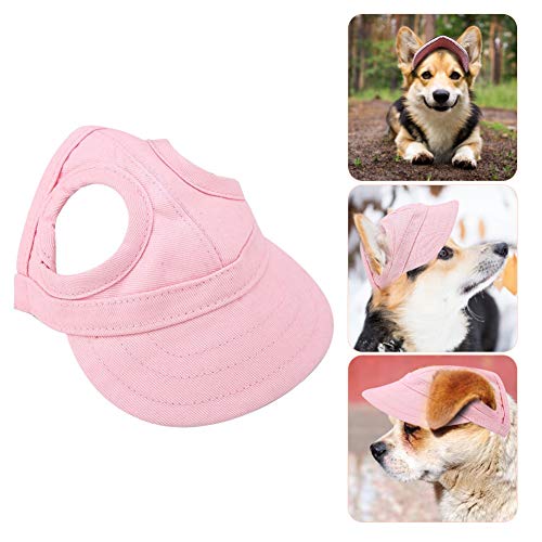 Pssopp Mascota Perro Deportes Gorra de béisbol Gorra de béisbol Mascota Gorra Exterior Sunbonnet Gorra de Sol de Moda Raya Ajustable Sombrero de Viaje de Verano con Orificios para los oídos(M-Rosado)