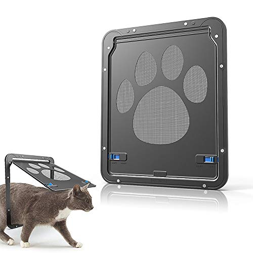 Puerta para mosquitera, puerta para mascotas - Puerta corrediza para perros con mosquitera con puerta magnética para puertas exteriores Puerta para gatos con cerradura con cerradura con puerta para