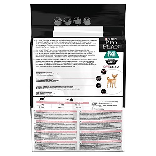 PURINA Pro Plan Comida Seco para Perro Adulto Pequeño y Mini con Optiderma, Sabor Salmón - 3 Kg