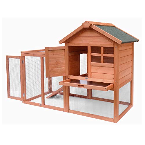 QPYJ Caseta de perroCasa para Mascotas de Madera Maciza con balcón Doble y tobogán-Woody_122 * 63.5 * 91.5cm