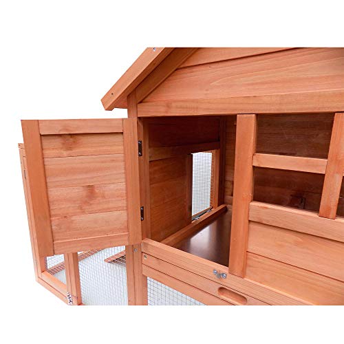 QPYJ Caseta de perroCasa para Mascotas de Madera Maciza con balcón Doble y tobogán-Woody_122 * 63.5 * 91.5cm