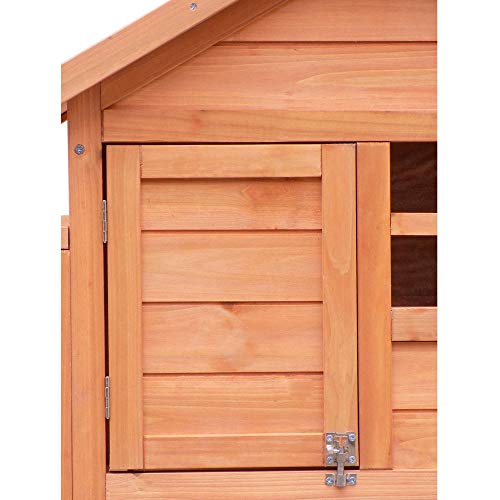 QPYJ Caseta de perroCasa para Mascotas de Madera Maciza con balcón Doble y tobogán-Woody_122 * 63.5 * 91.5cm