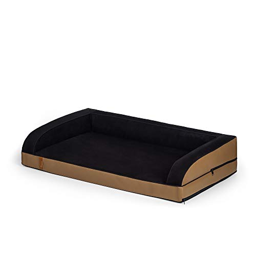 R Cama para Perros Rexproduct Lord Premium Memory Foam, Cama Medicinal para Mascotas, Funda extraíble, Lavable, Antideslizante, XXL, Color Negro y marrón