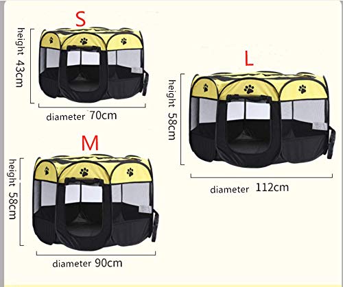 REAYOU Pet Portátil plegable Playpen Portable Pet House, carpa plegable Casa para Dog Cat Puppy Exercise 8-Panel Kennel Mesh Shade Cover Interior/exterior Carpa Valla para perros Gatos(S)
